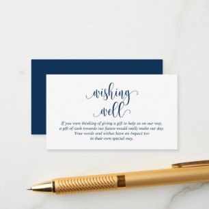 Bröllop Wishing well, Modern Navy Blue Script Tilläggskort