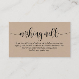 Bröllop Wishing well, Modern Script, Brown Kraft Tilläggskort
