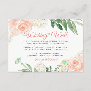 Bröllop Wishing well Peach Chic Blommigt Tilläggskort