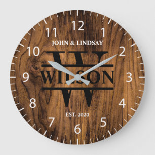 Bröllop Wood Struktur (Personalize) Stor Klocka