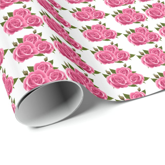 Bröllop Wrapping Papper-Rosa ros Presentpapper (Rullad Hörn)