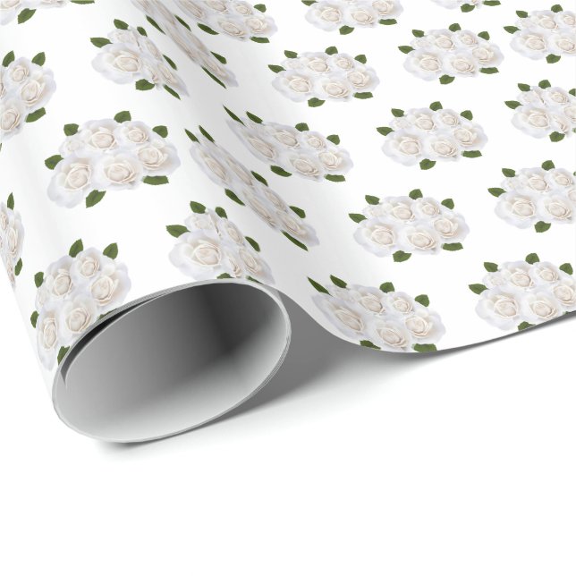Bröllop Wrapping Papper-Vit ros Presentpapper (Rullad Hörn)