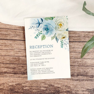 Bröllopapper för Dusty Blue Ro Blommigt Tilläggskort