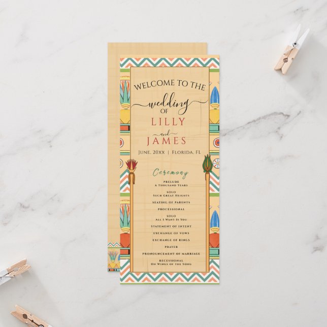 Bröllopapper Pharaoniskt kulturarv på papyrus (Fram/Back In Situ)