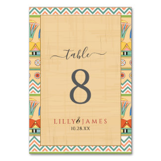 Bröllopapper Pharaoniskt kulturarv på papyrus Bordsnummer