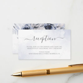 Bröllopappning av damm, Blommigt, blått vattenfärg Tilläggskort