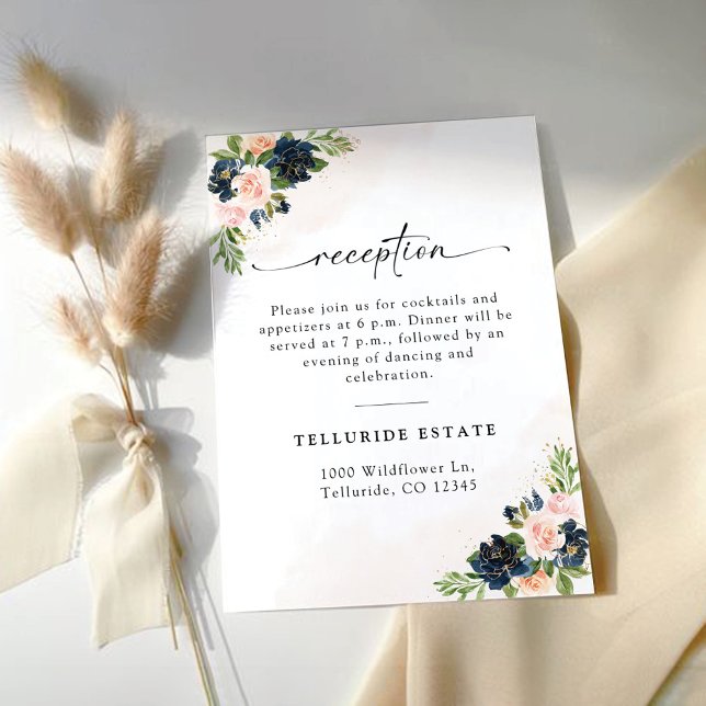 Bröllopapport för marin Blommigt och  Rosa Tilläggskort (Skapare uppladdad)