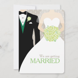 Bröllopapporter för grönt av buquet inbjudningar