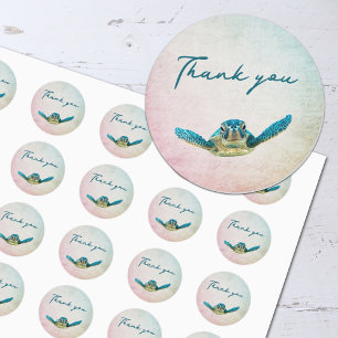 Bröllopar för Sea Turtle Round Tack Stickers Runt Klistermärke