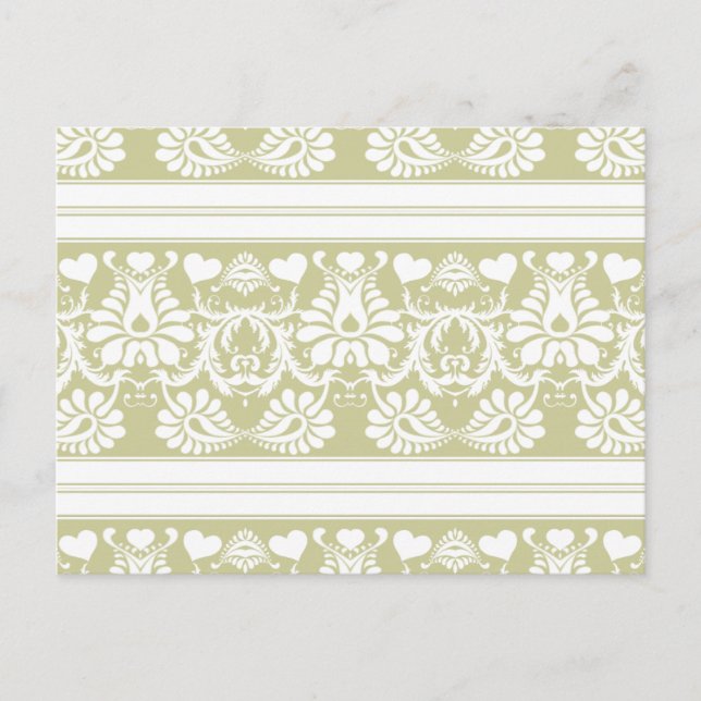 Bröllopar för vit Vintage Blommigt Vykort (Framsida)