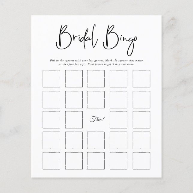 Bröllopbingo | Minimalistiskt bröllopsduschspel (Framsida)
