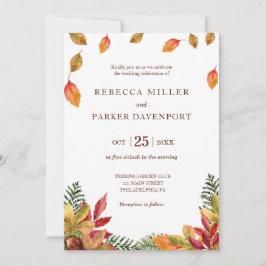 Bröllopbjudan för höstblad inbjudningar
