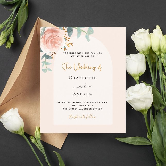 Bröllopbjudan till den  blommigten i Ro guld (Skapare uppladdad)
