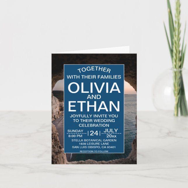 Bröllopbjudan till sjölandskapets strand inbjudan (Framsida)