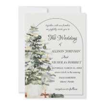 Bröllopbjudan till träd ljus under vinterjulklappa