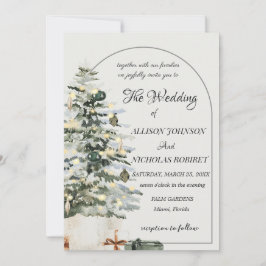 Bröllopbjudan till träd ljus under vinterjulklappa inbjudningar