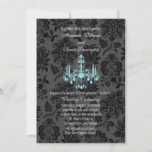 Bröllopbjudan till Victorian Damask (turkos) Inbjudningar