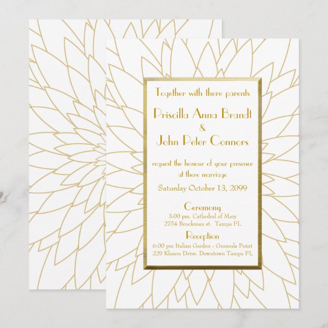 Bröllopbjudan, underbar grindby, dahlia-geometrisk inbjudningar (Fram/baksida)