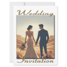 Bröllopbjudande par i solnedgången