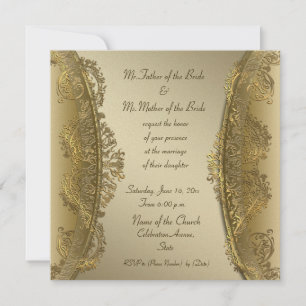Bröllopbjudanden för elegant lyxurit guld damask inbjudningar