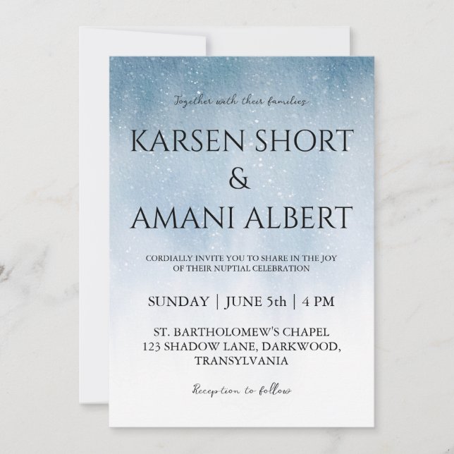 Bröllopbjudanden i snö under vintern inbjudningar (Framsida)