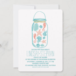 Bröllopbjudanden på burk-stranden inbjudningar