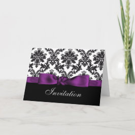 Bröllopbjudanden till lila damask inbjudan