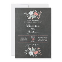 Bröllopbjudanden till söt Blommigt Chalkboard