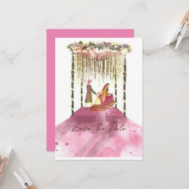 Bröllopbjudningskort - SPARA DATUM Inbjudningar (Fram/Back In Situ)