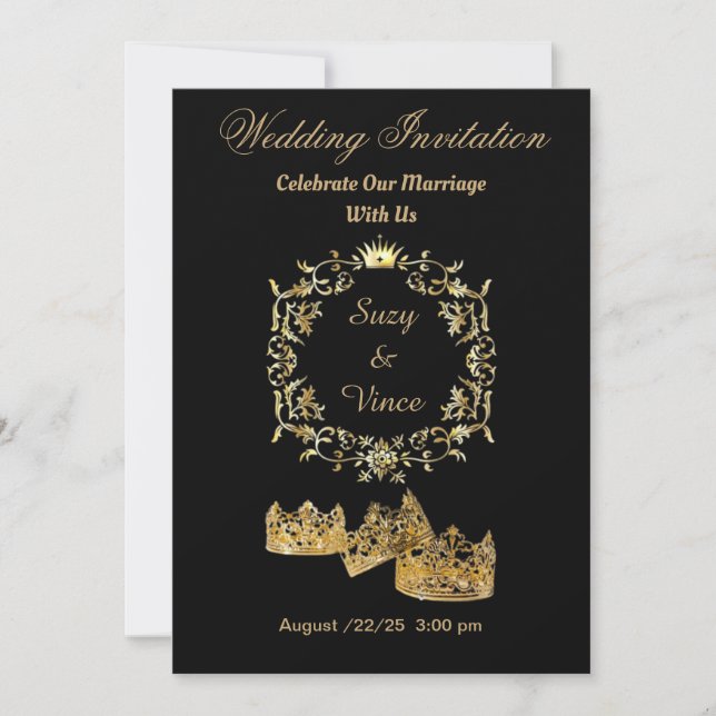 Bröllopekort för Anpassade Krona 9 Spara Datumet (Framsida)