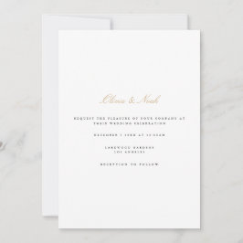 Bröllopekort för Guld-vit elegant-skript Inbjudningar