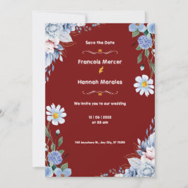 Bröllopekort för rött och vitt vatten inbjudningar