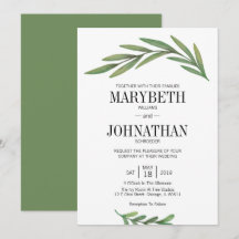 Bröllopekort för Watercolor Greenery Löv