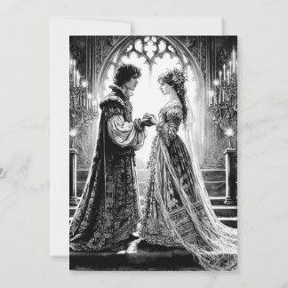 Bröllopekort - Svartvit Romeo Juliet Inbjudningar