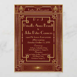 Bröllopekort,Underbart Gatsby, RED, guld Inbjudningar