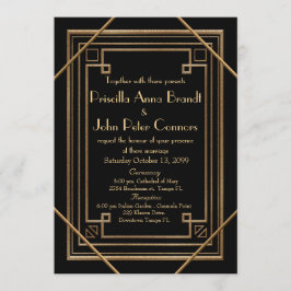 Bröllopekort,Underbart Gatsby, svart Inbjudningar