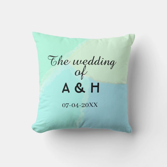Bröllopet för förnamnets initialbokstav datum kudde (Framsida)