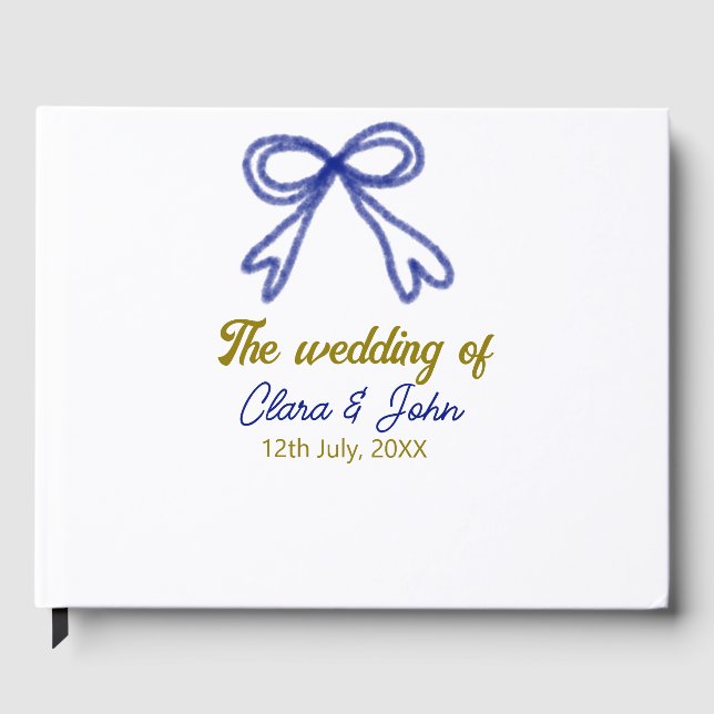 Bröllopet för guld marinblå båge make makar namn  gästböcker (Framsida)