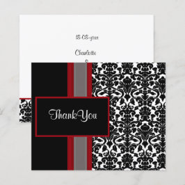 Bröllopet för Red Black Damask - tackkort