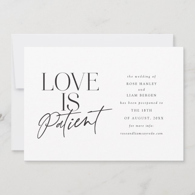 Bröllopet Försenat Ändra Datum Meddelande (Framsida)