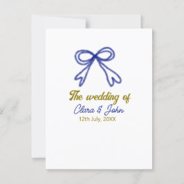 Bröllopet guld marinblå båge par namn vykort