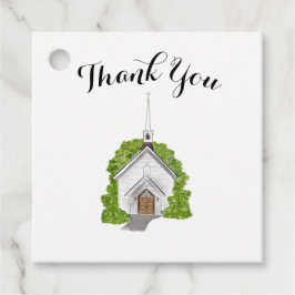 Bröllopet gynnar märkre - vattenfärgskyrka gåvor etiketter