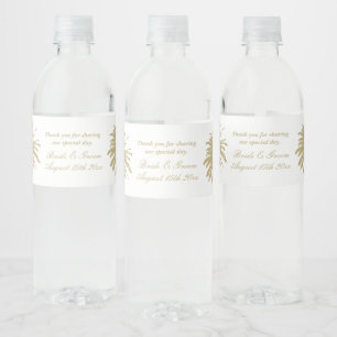 Bröllopet handflatan träd silhuette vattenflaskor etikett