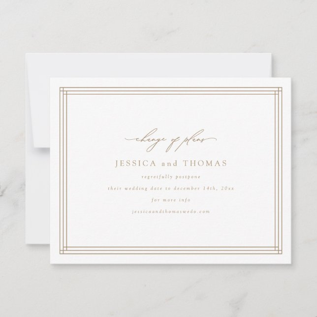 Bröllopet har skjutits upp, ändrat datum meddelande (Framsida)