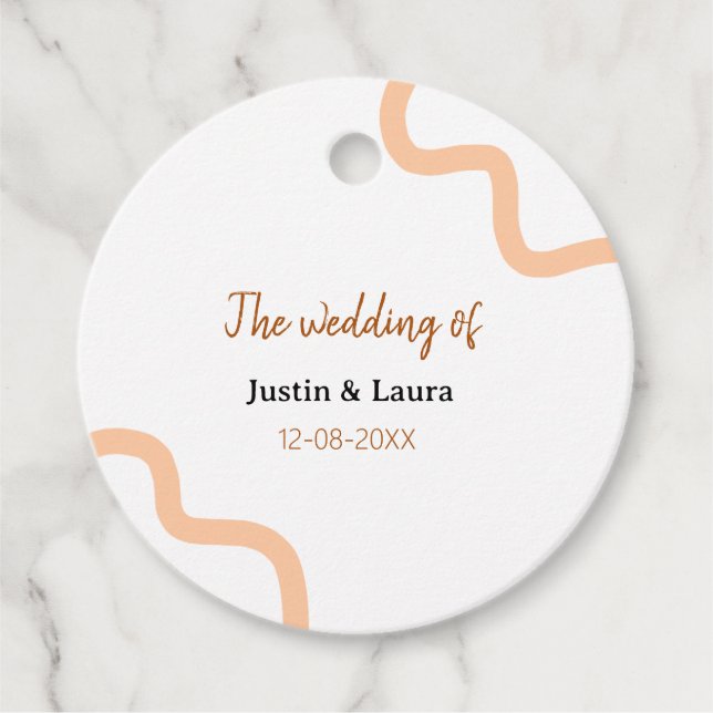 Bröllopet mellan brud och brudgum namn datum persi gåvor etiketter (Framsida)