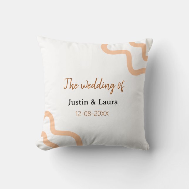 Bröllopet mellan brud och brudgum namn datum persi kudde (Framsida)