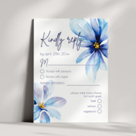 Bröllopet OSA Blue Flower Minimalist Menu Choice ( Kort