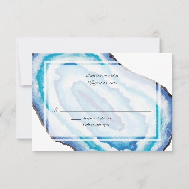 Bröllopet OSA Blue Watercolor Geodes (Framsida)
