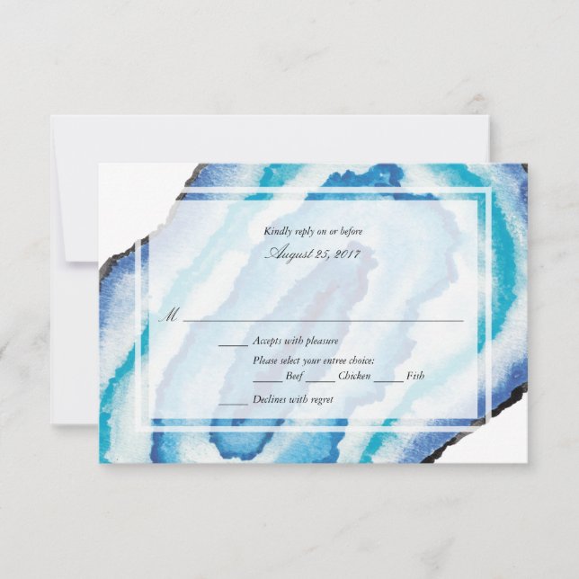 Bröllopet OSA Blue Watercolor Geodes (Framsida)