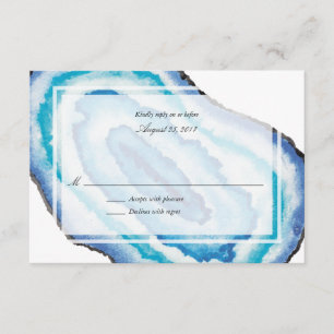 Bröllopet OSA Blue Watercolor Geodes Kort